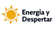 Logo de Energía y Despertar: sol dorado con llama y texto azul sobre fondo blanco.